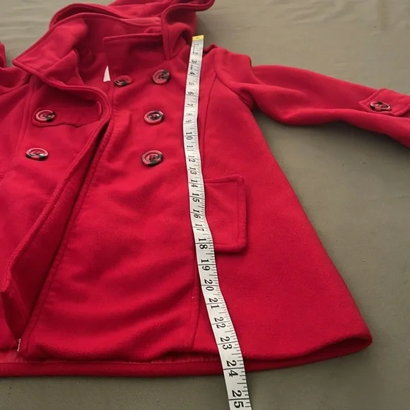 PINKdouble buttonhoodedGirls Red color COAT size 5-6”